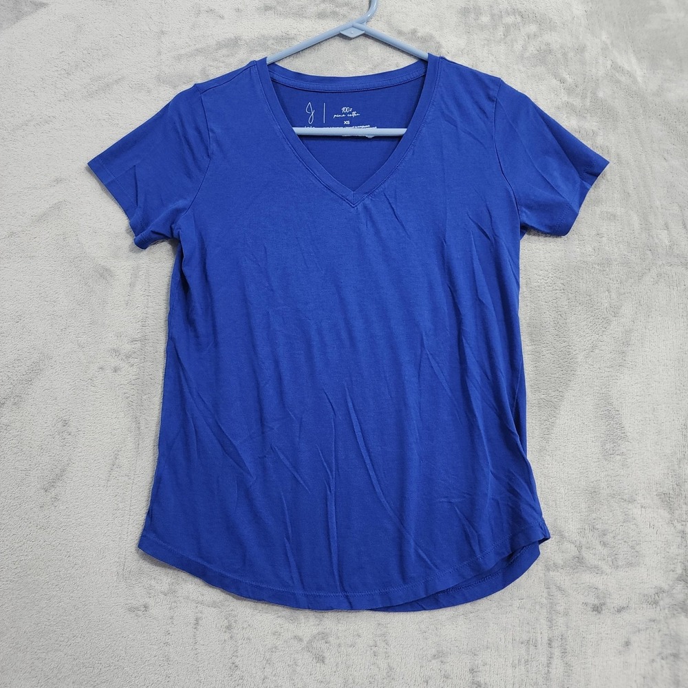 Joie Shirt Womens XS Blue Pima Cotton V-Neck Short Sleeve Tee Basic Casual